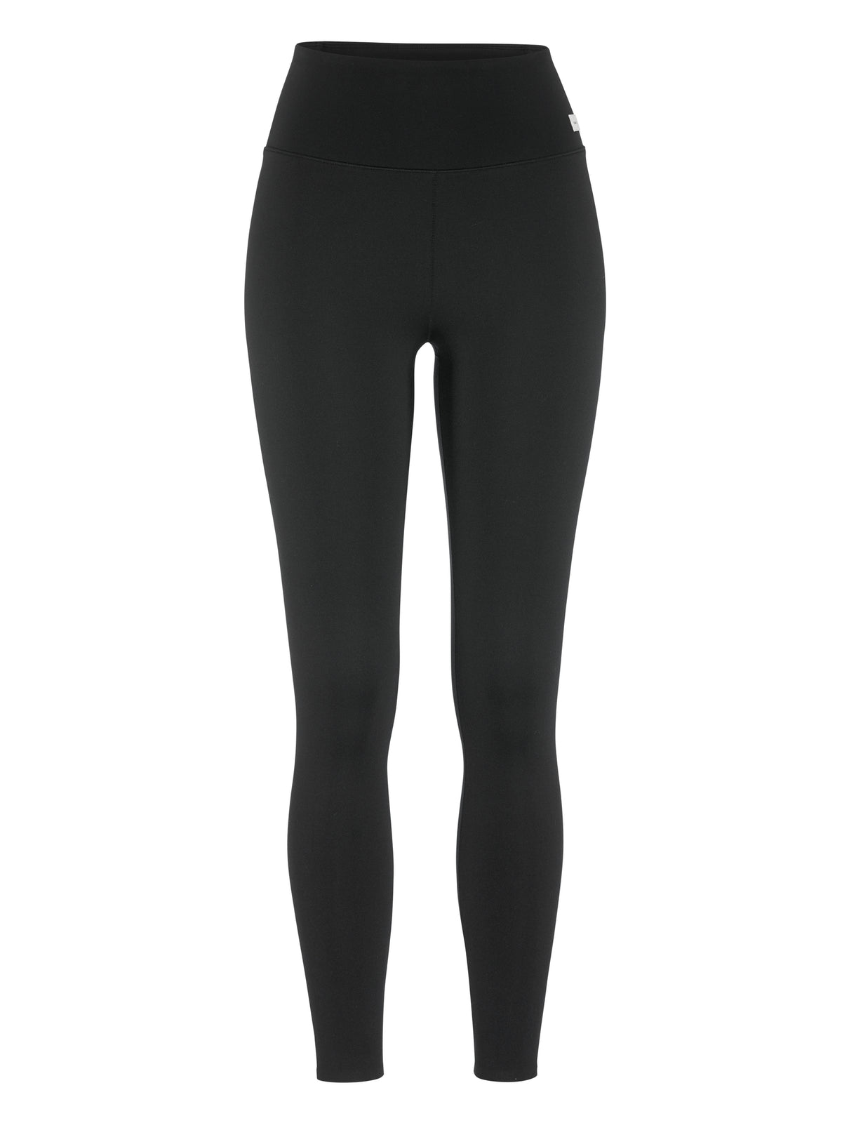Körpernah geschnittene Sport-Tights  in der Farbe schwarz in 7/8-Länge mit hohem, breitem Bund und schmal zulaufenden Beinen bis oberhalb der Knöchel