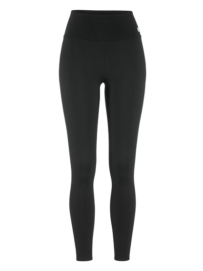 Körpernah geschnittene Sport-Tights  in der Farbe schwarz in 7/8-Länge mit hohem, breitem Bund und schmal zulaufenden Beinen bis oberhalb der Knöchel
