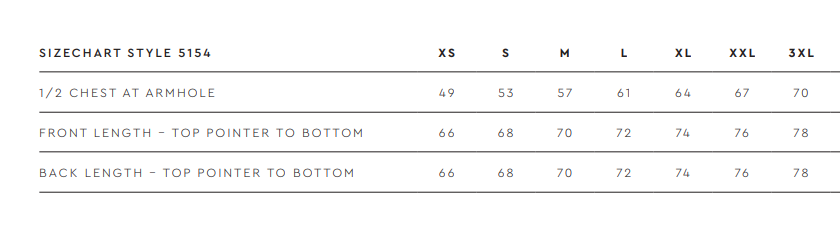Größentabelle für Herren mit Maßangaben zur Auswahl der passenden Größe.
