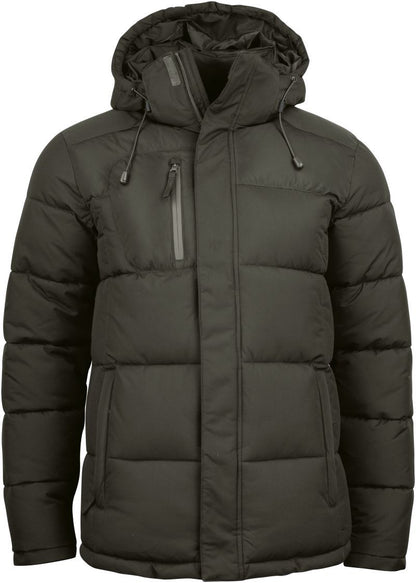 Herren Colorado Winterjacke in Dark Grey mit horizontaler Steppung und hüftlangem Schnitt. Die Jacke hat eine Kapuze, einen durchgehenden Frontreißverschluss und zwei seitliche Eingriff Taschen.
