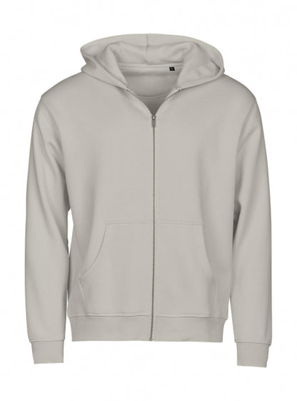Herren Kapuzenpullover mit Reißverschluss in Cement mit lässiger Passform und cleanem, einfarbigem Design. Mit großer Kapuze samt Kordelzug, langen Ärmeln, breiten Rippbündchen und klassischer Kängurutasche auf der Vorderseite.
