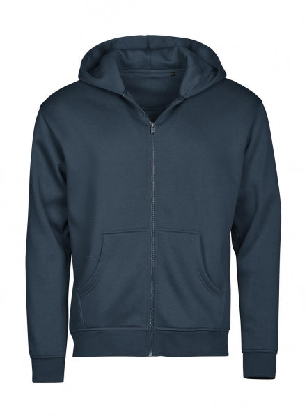 Herren Kapuzenpullover mit Reißverschluss in Ink mit lässiger Passform und cleanem, einfarbigem Design. Mit großer Kapuze samt Kordelzug, langen Ärmeln, breiten Rippbündchen und klassischer Kängurutasche auf der Vorderseite.