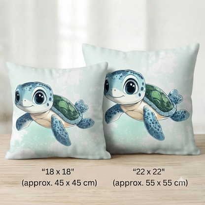 Baumwoll Kuschelkissen für Kinder mit Schildkrötenmotiv, bestehend aus 100 % Baumwolle 