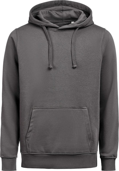 Herren schwerer Kapuzenpullover Regular Fit in Charcoal mit lässiger Passform und cleanem, einfarbigem Design. Mit großer Kapuze samt Kordelzug, langen Ärmeln, breiten Rippbündchen und klassischer Kängurutasche auf der Vorderseite.