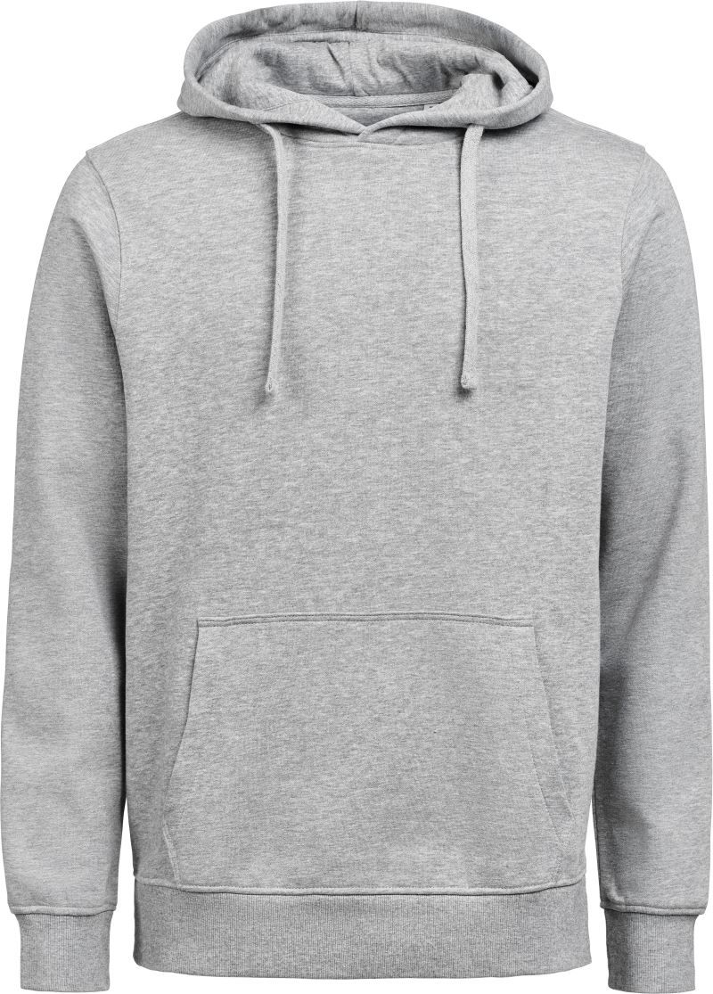 Herren schwerer Kapuzenpullover Regular Fit in Grau Melange mit lässiger Passform und cleanem, einfarbigem Design. Mit großer Kapuze samt Kordelzug, langen Ärmeln, breiten Rippbündchen und klassischer Kängurutasche auf der Vorderseite.
