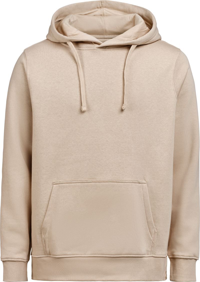 Herren schwerer Kapuzenpullover Regular Fit in Latte mit lässiger Passform und cleanem, einfarbigem Design. Mit großer Kapuze samt Kordelzug, langen Ärmeln, breiten Rippbündchen und klassischer Kängurutasche auf der Vorderseite.