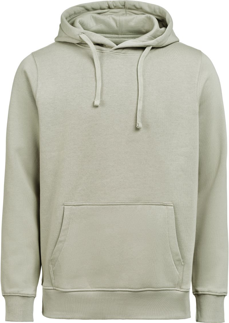 Herren schwerer Kapuzenpullover Regular Fit in Sage mit lässiger Passform und cleanem, einfarbigem Design. Mit großer Kapuze samt Kordelzug, langen Ärmeln, breiten Rippbündchen und klassischer Kängurutasche auf der Vorderseite.