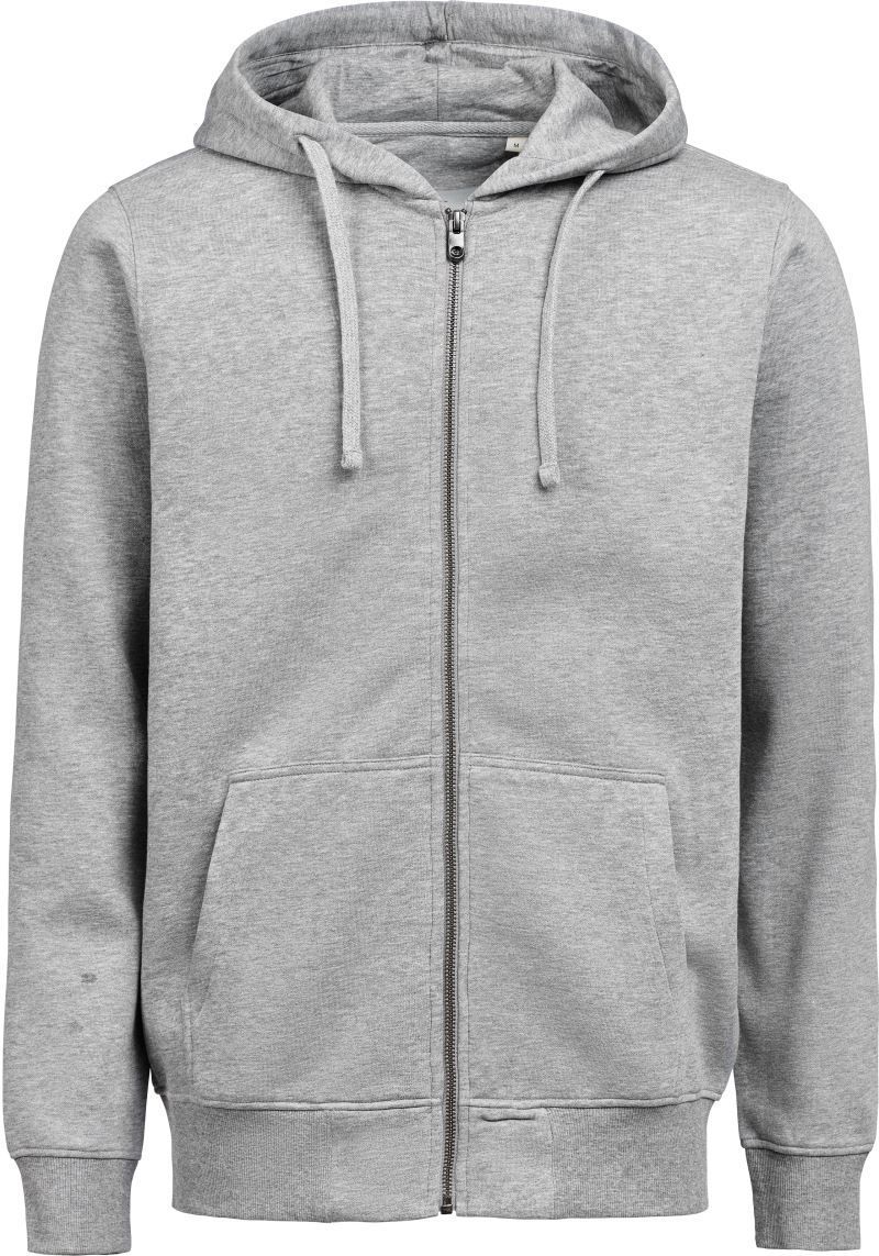 Schwere Kapuzenjacke Regular Fit in Grau Melange mit lässiger Passform und cleanem, einfarbigem Design. Mit großer Kapuze samt Kordelzug, langen Ärmeln, breiten Rippbündchen und klassischer Kängurutasche auf der Vorderseite.