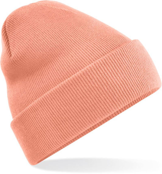 Unisex Strickmütze mit breitem Umschlag und Rippstrick.