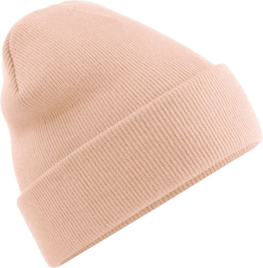 Unisex Strickmütze mit breitem Umschlag und Rippstrick.