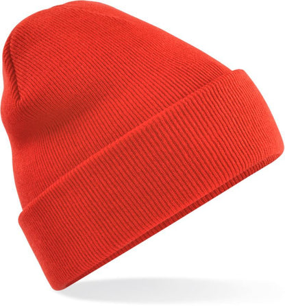 Unisex Strickmütze mit breitem Umschlag und Rippstrick.