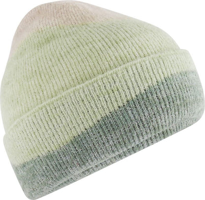 Unisex Strickmütze in Wellendesign Ton-in-Ton, Jacquardmuster mit breitem Umschlag und Rippstrick.