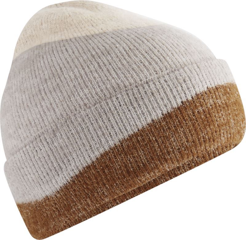 Unisex Strickmütze in Wellendesign Ton-in-Ton, Jacquardmuster mit breitem Umschlag und Rippstrick.