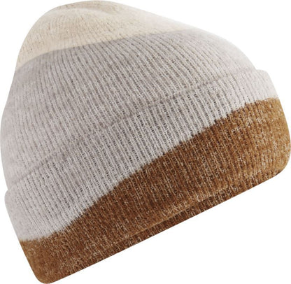 Unisex Strickmütze in Wellendesign Ton-in-Ton, Jacquardmuster mit breitem Umschlag und Rippstrick.