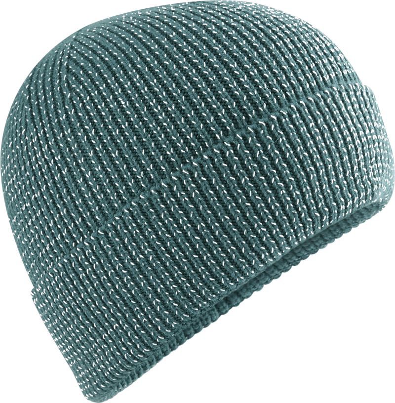 Unisex Strickmütze in Marine Green mit Leichtem und atmungsaktives Material, Umschlag, doppelt gestrickt sowie reflektierende Details,  