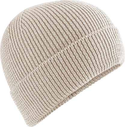 Unisex Strickmütze in Natural Stone mit Leichtem und atmungsaktives Material, Umschlag, doppelt gestrickt sowie reflektierende Details,  