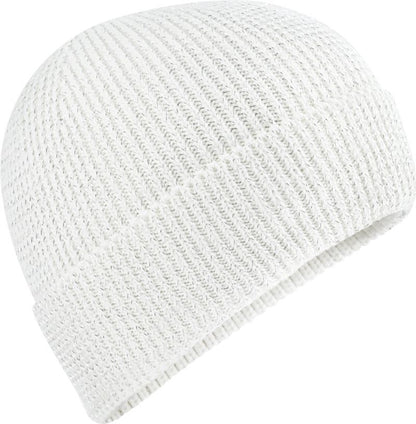 Unisex Strickmütze in White mit Leichtem und atmungsaktives Material, Umschlag, doppelt gestrickt sowie reflektierende Details,  
